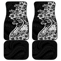 Polynesian Women's Day Car Mats Black Hibiscus Flowers With Polynesian Pattern