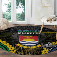 South Sea Islanders And Gilbert Islands Round Carpet Kanakas Polynesian Pattern