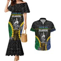 Personalised South Sea Islanders And New Caledonia Couples Matching Mermaid Dress and Hawaiian Shirt Kanakas Polynesian Pattern LT05 Black - Polynesian Pride