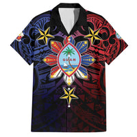 Philippines Guam Family Matching Long Sleeve Bodycon Dress and Hawaiian Shirt Filipino Sun With Guaman Seal LT05 Dad's Shirt - Short Sleeve Blue - Polynesian Pride