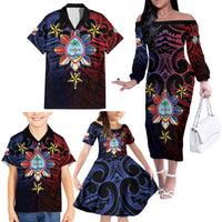 Philippines Guam Family Matching Off The Shoulder Long Sleeve Dress and Hawaiian Shirt Filipino Sun With Guaman Seal LT05 - Polynesian Pride