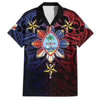 Philippines Guam Family Matching Off The Shoulder Long Sleeve Dress and Hawaiian Shirt Filipino Sun With Guaman Seal LT05 Dad's Shirt - Short Sleeve Blue - Polynesian Pride