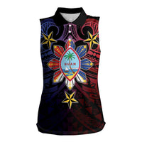 Philippines Guam Women Sleeveless Polo Shirt Filipino Sun With Guaman Seal