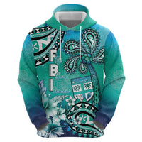 Fiji Born Indian Hoodie Palm Paisley With Tapa Pattern