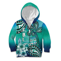 Fiji Born Indian Kid Hoodie Palm Paisley With Tapa Pattern