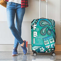 Fiji Born Indian Luggage Cover Palm Paisley With Tapa Pattern