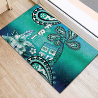Fiji Born Indian Rubber Doormat Palm Paisley With Tapa Pattern
