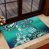 Fiji Born Indian Rubber Doormat Palm Paisley With Tapa Pattern