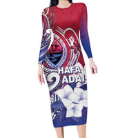 Guam Gadao Long Sleeve Bodycon Dress Hafa Adai Micronesian Tribal Pattern