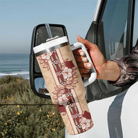 Tonga Language Week Tumbler With Handle Hibiscus Tongan Ngatu Pattern