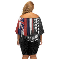 Hawaii 1959 Statehood Day Family Matching Off Shoulder Short Dress and Hawaiian Shirt Classic Style