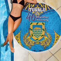Tuvalu Independence Day Beach Blanket Coat Of Arms With Polynesian Dolphin Tattoo