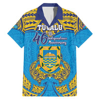Personalised Tuvalu Independence Day Family Matching Mermaid Dress and Hawaiian Shirt Coat Of Arms With Polynesian Dolphin Tattoo