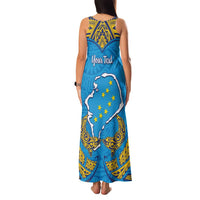Personalised Tuvalu Independence Day Family Matching Tank Maxi Dress and Hawaiian Shirt Coat Of Arms With Polynesian Dolphin Tattoo
