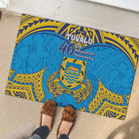 Tuvalu Independence Day Rubber Doormat Coat Of Arms With Polynesian Dolphin Tattoo
