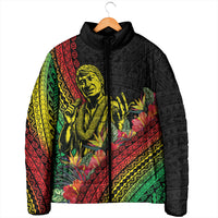 Retro Hawaiian Singer Padded Jacket Polynesian Style Tropical Flowers
