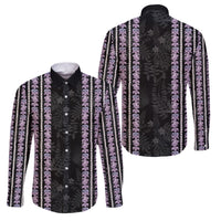 Hawaii Queen Liliuokalani Family Matching Off Shoulder Maxi Dress and Hawaiian Shirt Hawaiian Lei Pua Kalaunu LT05 Dad's Shirt - Long Sleeve Black - Polynesian Pride