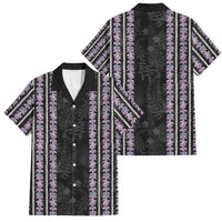 Hawaii Queen Liliuokalani Family Matching Off Shoulder Short Dress and Hawaiian Shirt Hawaiian Lei Pua Kalaunu LT05 Dad's Shirt - Short Sleeve Black - Polynesian Pride
