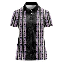 Hawaii Queen Liliuokalani Women Polo Shirt Hawaiian Lei Pua Kalaunu LT05 Female Black - Polynesian Pride