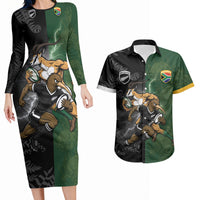 Custom South Africa And New Zealand Couples Matching Long Sleeve Bodycon Dress and Hawaiian Shirt Springboks And Kiwis Rugby Rivalry