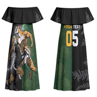 Custom South Africa And New Zealand Couples Matching Off Shoulder Maxi Dress and Hawaiian Shirt Springboks And Kiwis Rugby Rivalry