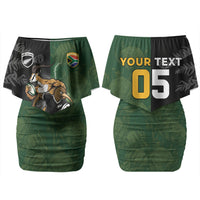 Custom South Africa And New Zealand Couples Matching Off Shoulder Short Dress and Long Sleeve Button Shirt Springboks And Kiwis Rugby Rivalry