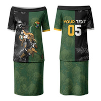 Custom South Africa And New Zealand Couples Matching Puletasi and Long Sleeve Button Shirt Springboks And Kiwis Rugby Rivalry