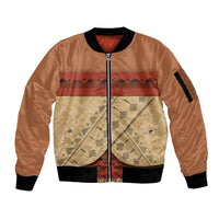 Island Elder Inspired Costume Sleeve Zip Bomber Jacket Polynesian Tribal Pattern