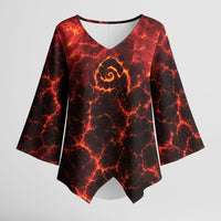 Lava Monster Costume Kimono Sleeve Blouse Fiery Lava Spiral