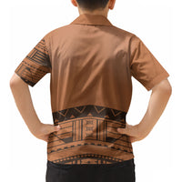 Polynesian Chief Inspired Costume Kid Hawaiian Shirt Tribal Pattern With Tooth Necklace