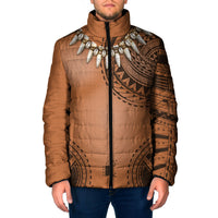 Polynesian Chief Inspired Costume Padded Jacket Tribal Pattern With Tooth Necklace