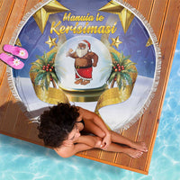 Samoa Christmas Beach Blanket Snow Globe With Samoan Santa - Polynesian Pride