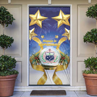 Samoa Christmas Door Cover Snow Globe With Samoan Santa - Polynesian Pride