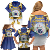 Samoa Christmas Family Matching Off Shoulder Short Dress and Hawaiian Shirt Snow Globe With Samoan Santa - Polynesian Pride