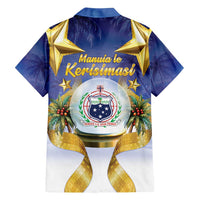 Samoa Christmas Family Matching Off Shoulder Short Dress and Hawaiian Shirt Snow Globe With Samoan Santa - Polynesian Pride