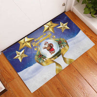 Samoa Christmas Rubber Doormat Snow Globe With Samoan Santa - Polynesian Pride