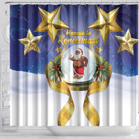 Samoa Christmas Shower Curtain Snow Globe With Samoan Santa - Polynesian Pride
