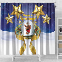 Samoa Christmas Shower Curtain Snow Globe With Samoan Santa - Polynesian Pride