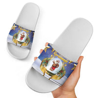 Samoa Christmas Slide Sandals Snow Globe With Samoan Santa - Polynesian Pride