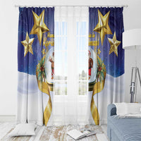 Samoa Christmas Window Curtain Snow Globe With Samoan Santa - Polynesian Pride