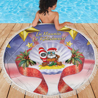 American Samoa Christmas Beach Blanket Seashell Santa Beach Vibes - Polynesian Pride