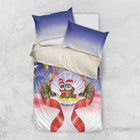 American Samoa Christmas Bedding Set Seashell Santa Beach Vibes - Polynesian Pride