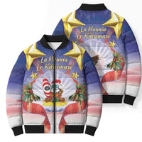 American Samoa Christmas Bomber Puffer Jacket Seashell Santa Beach Vibes - Polynesian Pride