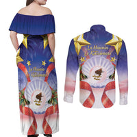 American Samoa Christmas Couples Matching Off Shoulder Maxi Dress and Long Sleeve Button Shirt Seashell Santa Beach Vibes - Polynesian Pride