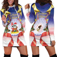 American Samoa Christmas Hoodie Dress Seashell Santa Beach Vibes - Polynesian Pride