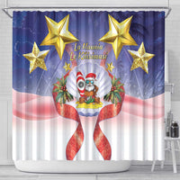 American Samoa Christmas Shower Curtain Seashell Santa Beach Vibes - Polynesian Pride