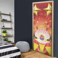 French Polynesia Christmas Door Cover Seashell Santa Beach Vibes - Polynesian Pride