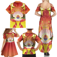 French Polynesia Christmas Family Matching Summer Maxi Dress and Hawaiian Shirt Seashell Santa Beach Vibes - Polynesian Pride
