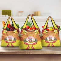 French Polynesia Christmas Grocery Bag Seashell Santa Beach Vibes - Polynesian Pride