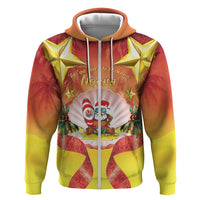 French Polynesia Christmas Hoodie Seashell Santa Beach Vibes - Polynesian Pride